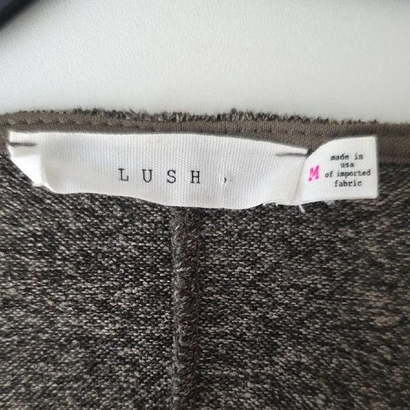 Lush Heathered Taupe Knit Wrap Dress Long Sleeve Tie Waist Mini - Picture 5 of 5